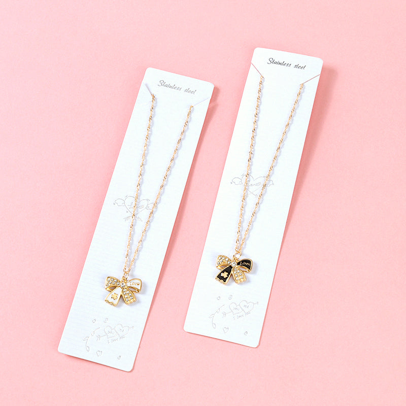 Chanel - style Dripping - oil Bow - tie Necklace M.43