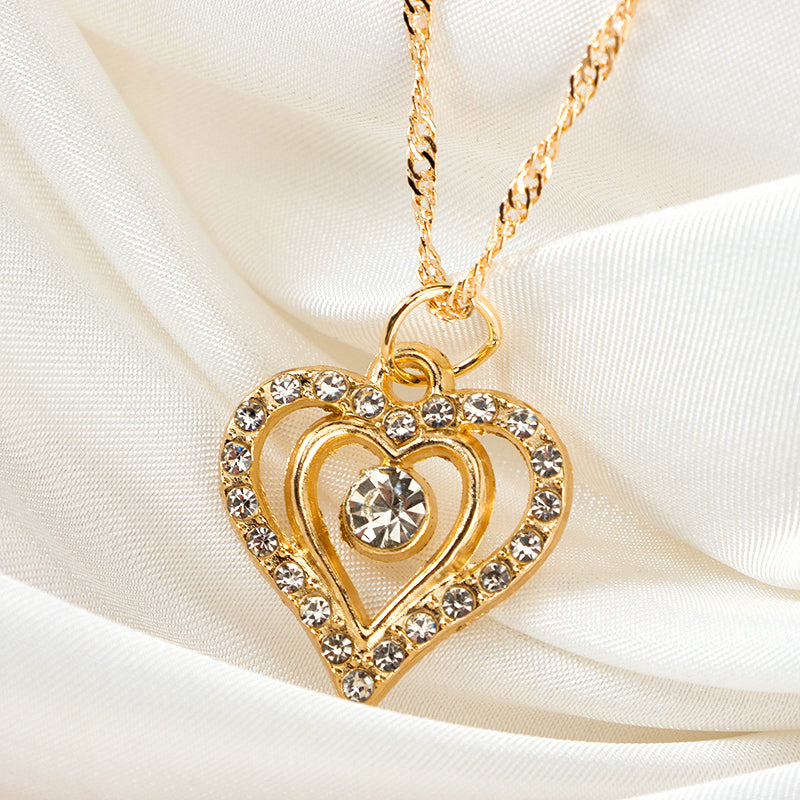 Pave Diamond Double Heart Necklace M.43