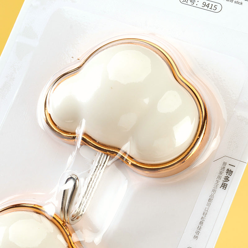 Qiaoxiaoya Model 9415 Adhesive Hooks - 2 Pcs Golden Rim Cloud Design M.16