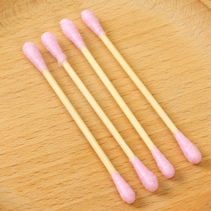 M.27-J-6003 Frosted Box Colored Cotton Bamboo Stick Cotton Swabs 100 Pieces