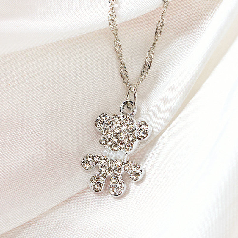 All-Diamond Bear Necklace M.43