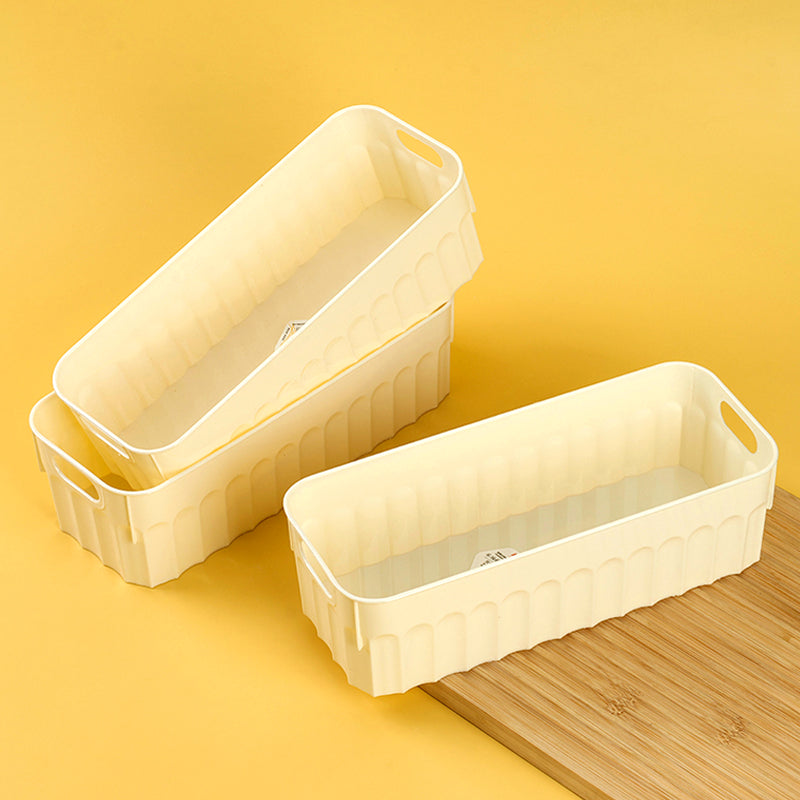 9407 White Long Strip Storage Box Food-Grade PP Narrow Design Gap Organizer M.67