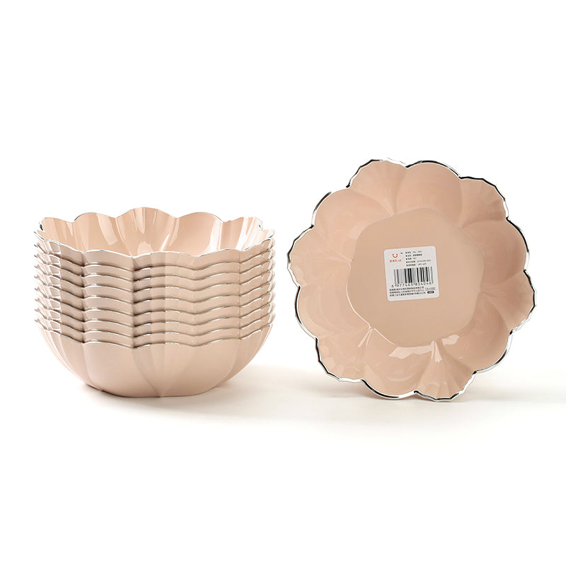 YDL-3221 Hot Stamping Silver Deep Plate Flower-shaped Fruit Plate (10 per pack) M.20