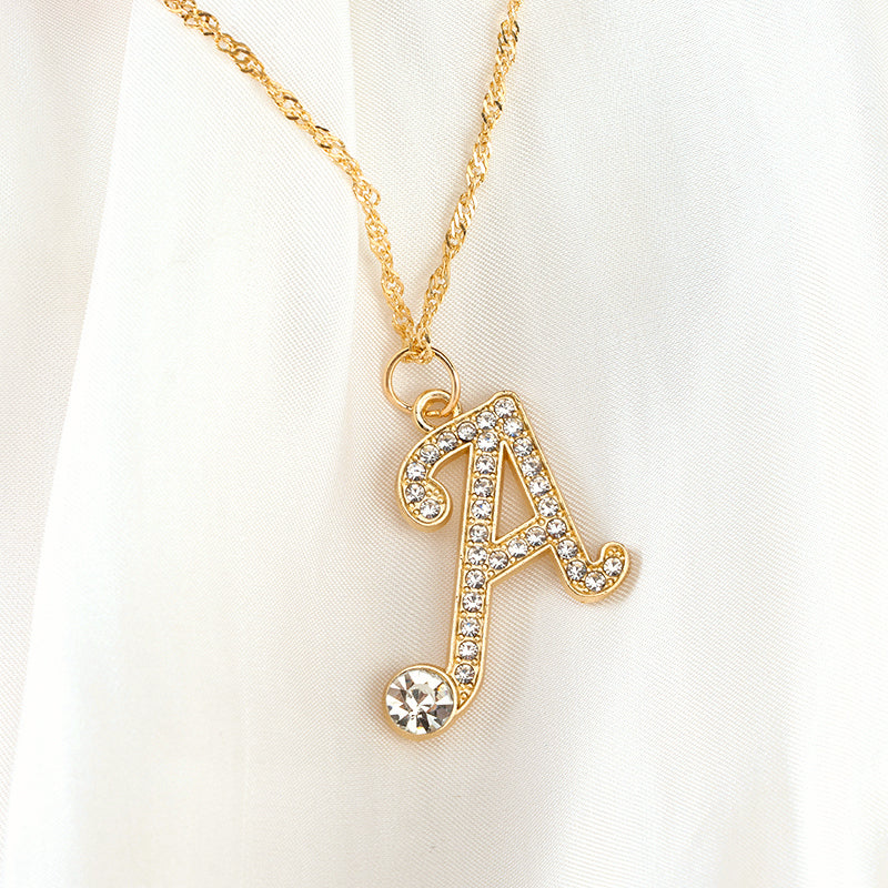 Full - Diamond Letter A Necklace M.43