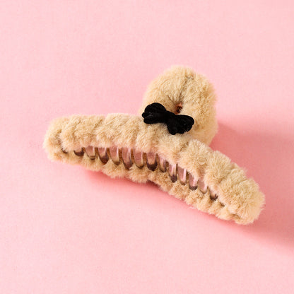 M42 5.12 Inch Large Hair Claw with Double-Side Flocked Accessory & Furry Texture