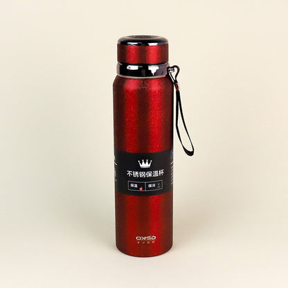 1000ml Ice Flower Painted Vacuum Lanyard Thermal Insulated Pot/Mug - Model QXSD5322 M.26 JPDB