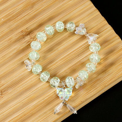 Cracked Abacus Bead Iridescent Butterfly Bracelet  M.43