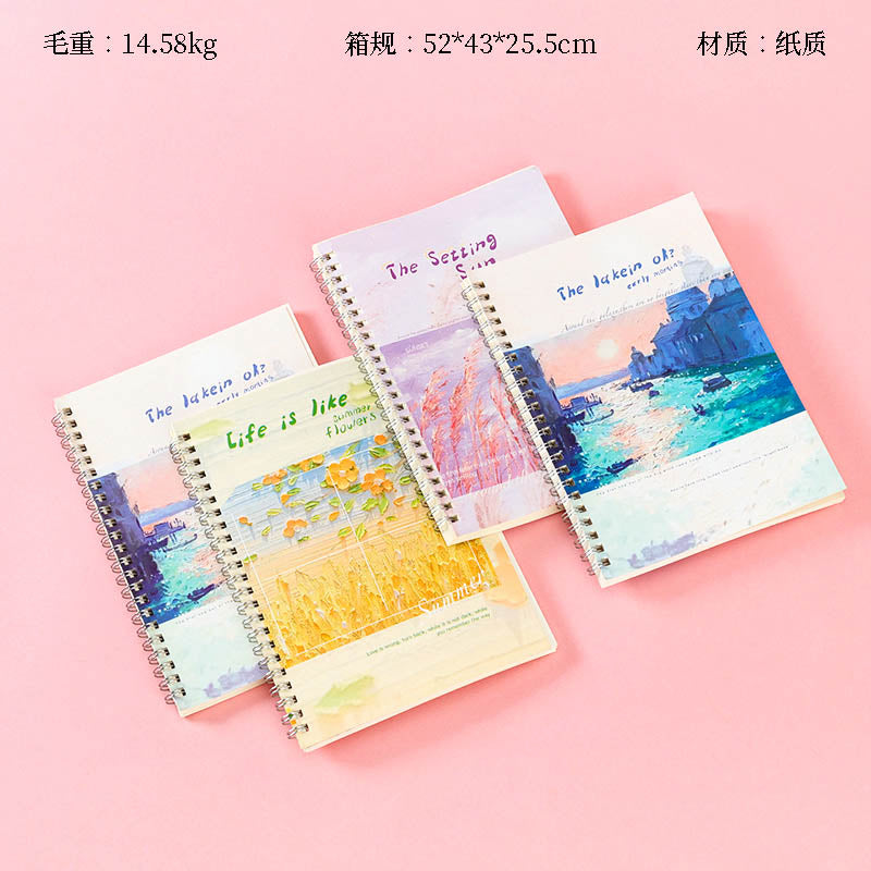 Premium A5 Cardboard Cover Spiral Notebook (Assorted Designs) M.81