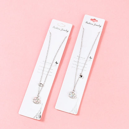 Colorful Enamel Pony - shaped Heart - shaped Necklace M.43