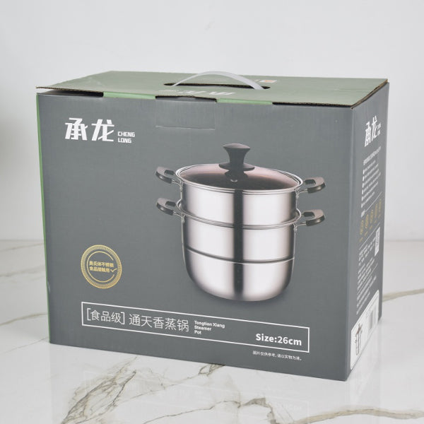 Model 3328 Tongtianxiang 28cm Single Steaming Rack Steamer with Glass Lid M.61 JPDB