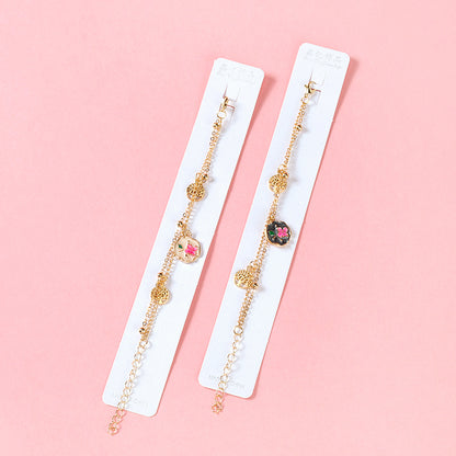 Double-Layer Enamel Flower Charm Bracelet  M.43