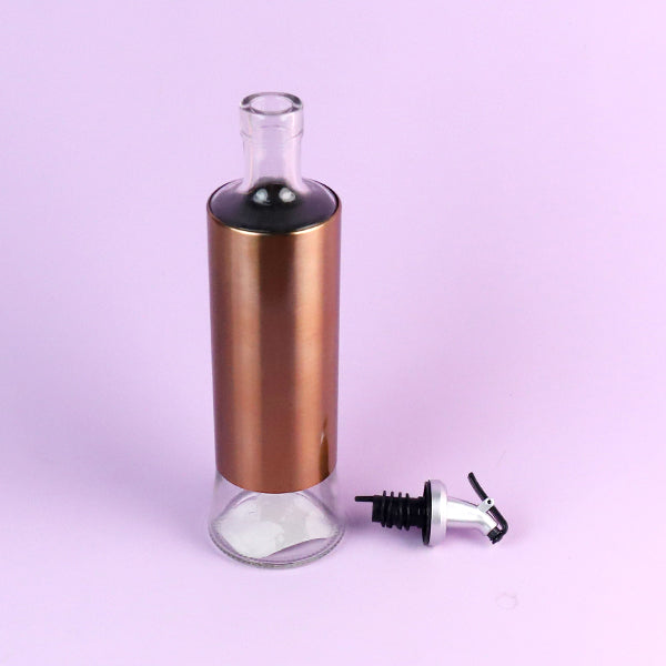 0963 Like a Dream Rose Gold Leather - Wrapped Glass Oil Dispenser (500ml) Unpackaged M.69 JPDB