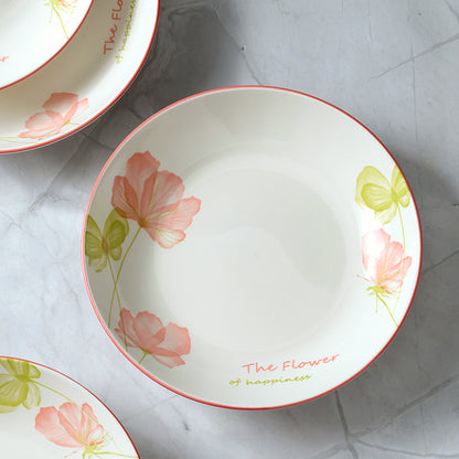 8 - inch Star - shaped Printed Disc/Plate (with the Pattern of Flowers Blooming and Butterflies Dancing) M.66 JPDB