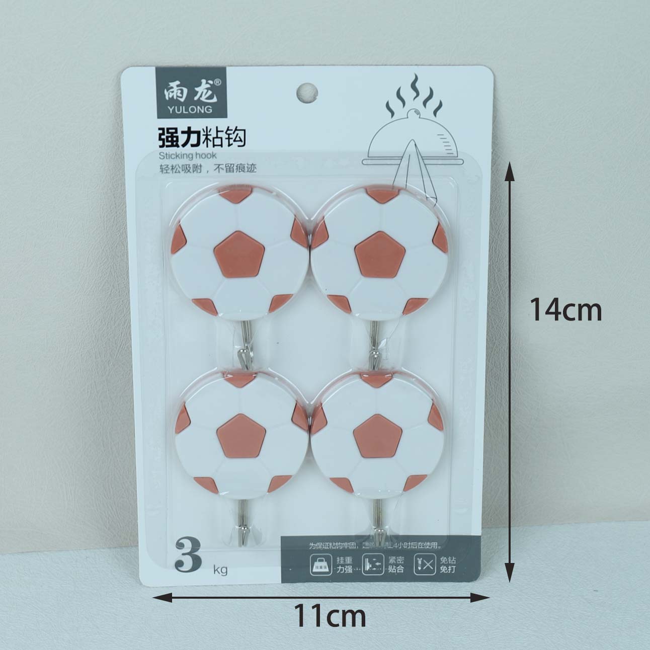 Ganchos adhesivos Yulong modelo 5148 (4 unidades, diseño de fútbol, ​​M.16) 