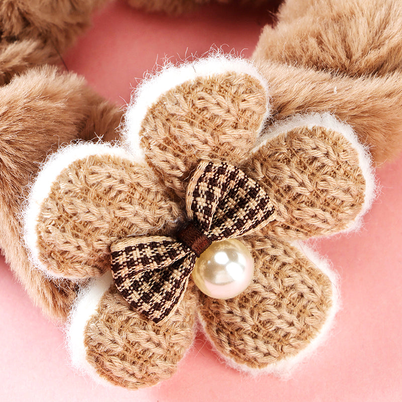M42 milk tea-colored butterfly flower accessory large hair scrunchie