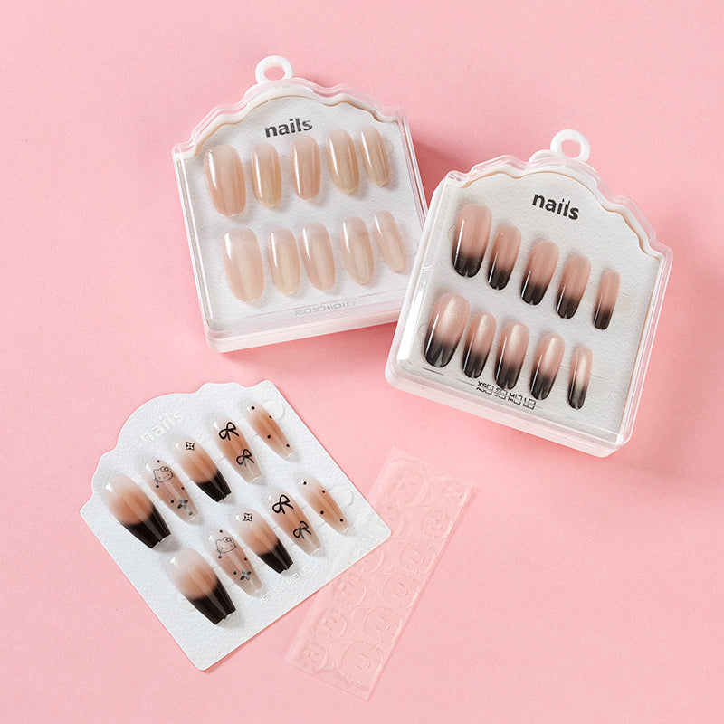 ZJ1018 Cat's Eye Print Long Fake Nails M.52