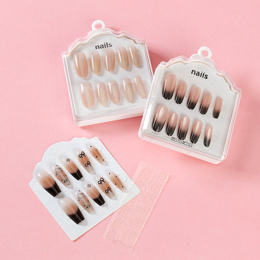 ZJ1018 Cat's Eye Print Long Fake Nails M.52