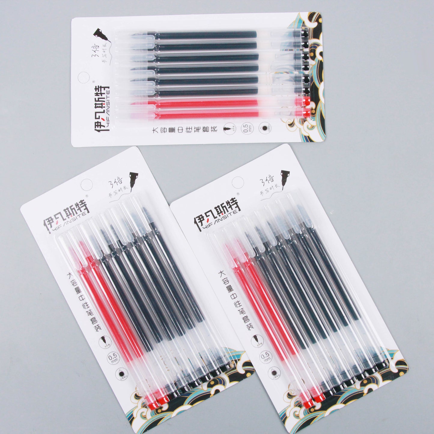 232 bolígrafos de gel de alta capacidad (2 rojos y 6 negros) M.82