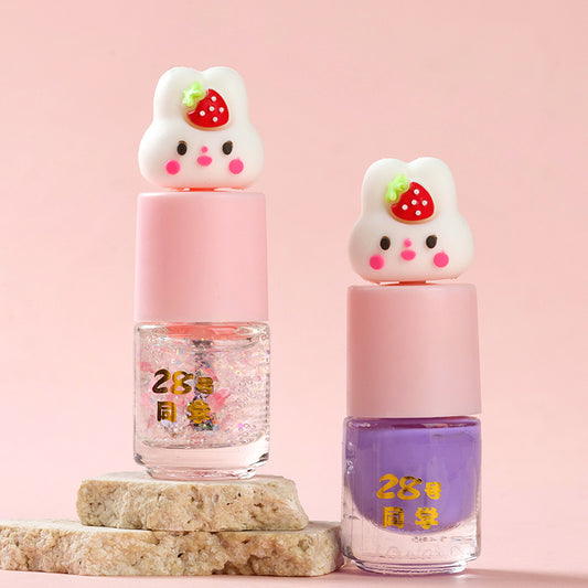 Cartoon Strawberry Rabbit Peel-Off Nail Polish (Colorful) M.51