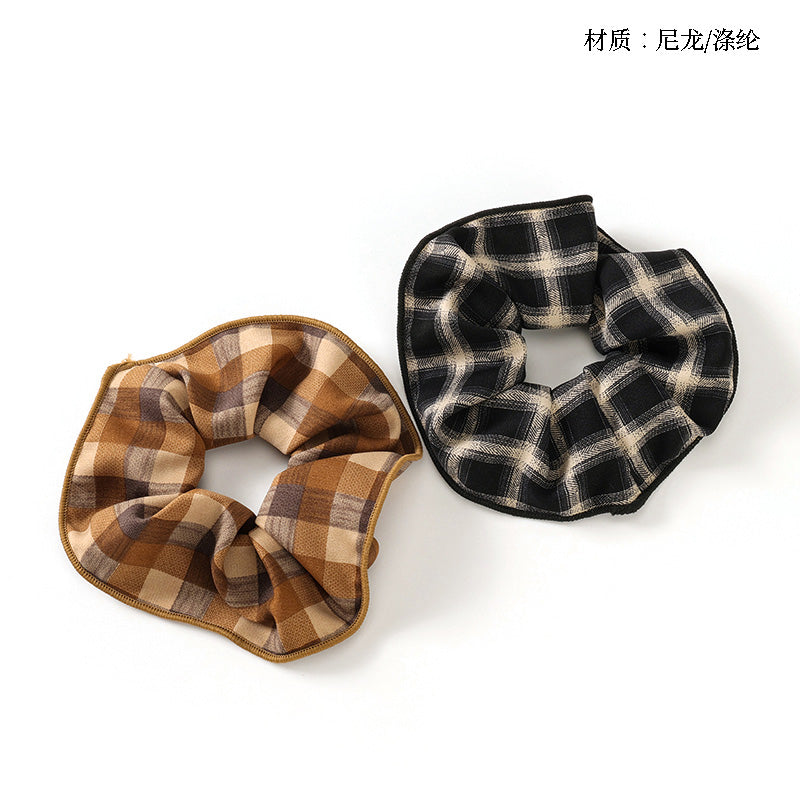 M42 boxed new piped plaid hair scrunchie