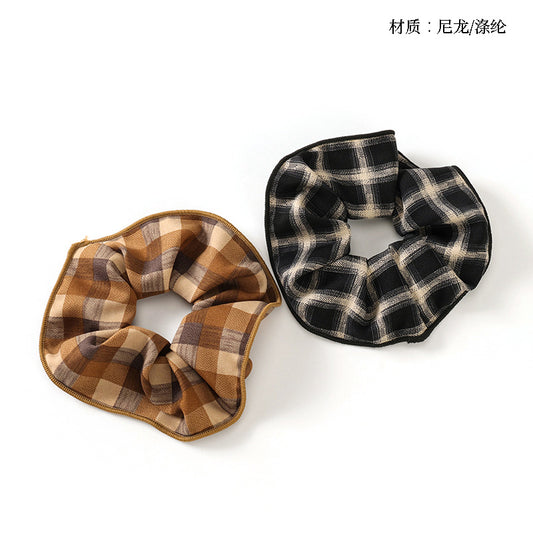 M42 boxed new piped plaid hair scrunchie