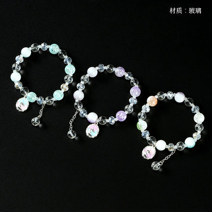 Milk Cap Cracked Bead Enamel Charm Bracelet  M.43