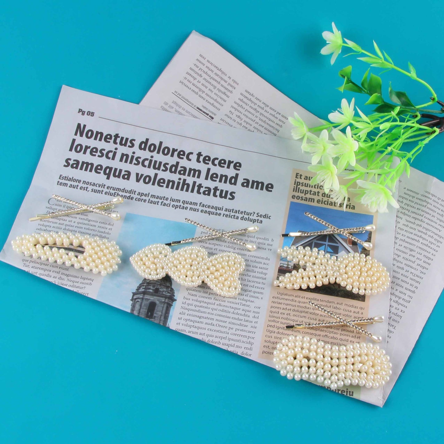 M42 New Pearl Bobby Pins Set” 或 “New Style Pearl Bobby Pins Set