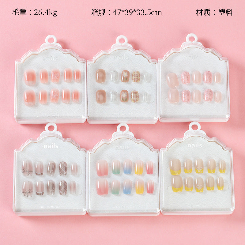 ZJ1018 Cat's Eye Printed Short Fake Nails M.52