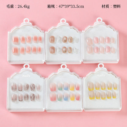 ZJ1018 Cat's Eye Printed Short Fake Nails M.52