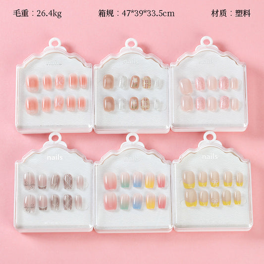 ZJ1018 Cat's Eye Printed Short Fake Nails M.52