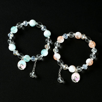 Milk Cap Cracked Bead Enamel Charm Bracelet  M.43