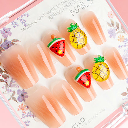 ZJ1024 Medium Box Fantasy Color Rhinestone Fake Nails (Short Style) M.52