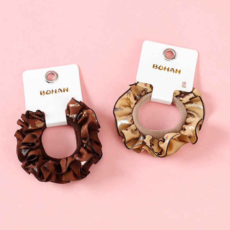 M42 boxed milk tea-colored printed lace hair ties