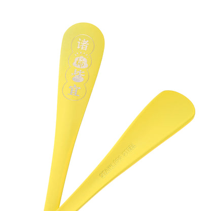 Thick Smooth-Handle Color-Plated Silver All-Purpose No.1 Pointed Spoon M.66