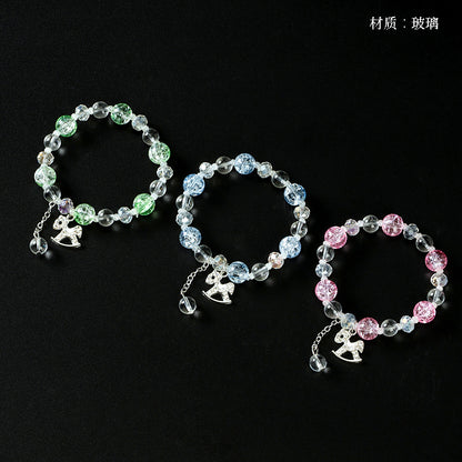 Cracked Bead Diamond-Accented Pony Charm Bracelet  M.43