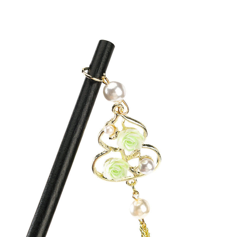 M42 Hair Pin with Wooden Pearl, Gourd & Tassel Details