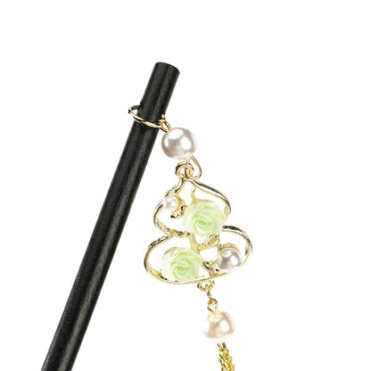 M42 Hair Pin with Wooden Pearl, Gourd & Tassel Details