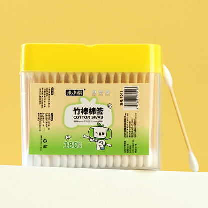 M.27-Mixiaoqi-7041 Square Box Bamboo Stick Cotton Swabs (180 pieces)