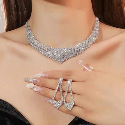 Rhinestone Earrings Necklace 3Pcs Jewelry Set ZT4000S