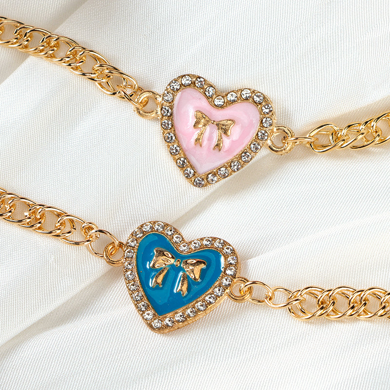Diamond-Accented Heart Bow Bracelet  M.43