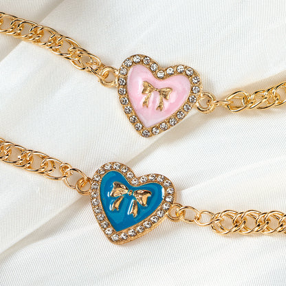 Diamond-Accented Heart Bow Bracelet  M.43