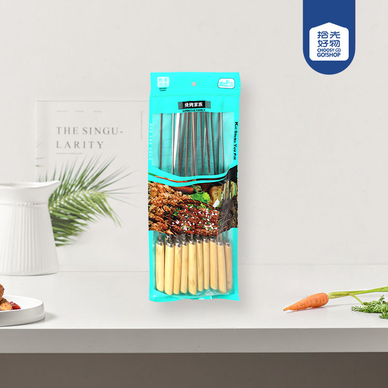 M.64Model K - 977  18 Wooden - Handled BBQ Skewers in Bag