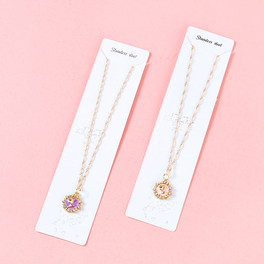 Collar de flores de oro con aceite de diamante redondo