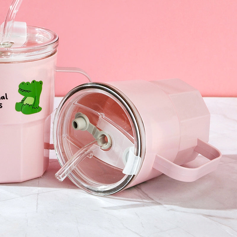 Glass Coffee Mug with Plastic Shell and Handle (360ML) M.17