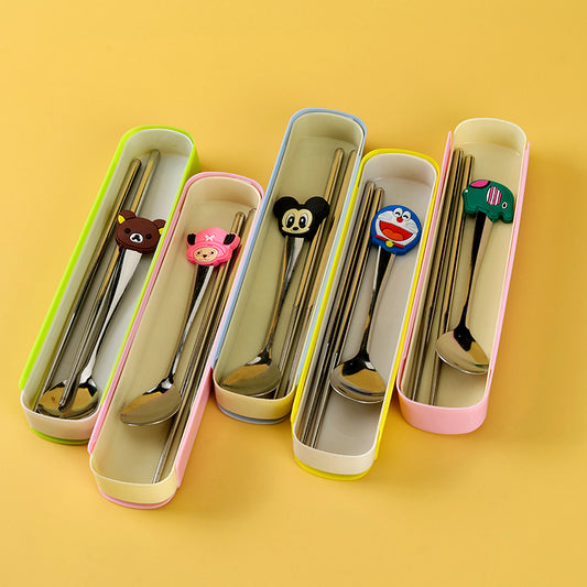 Cartoon-Style Boxed Chopstick & Spoon Set M.66