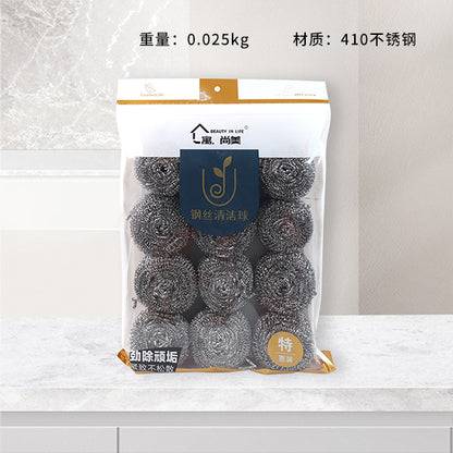 66217 - 12 Steel Wool Ball for Cleaning M.68