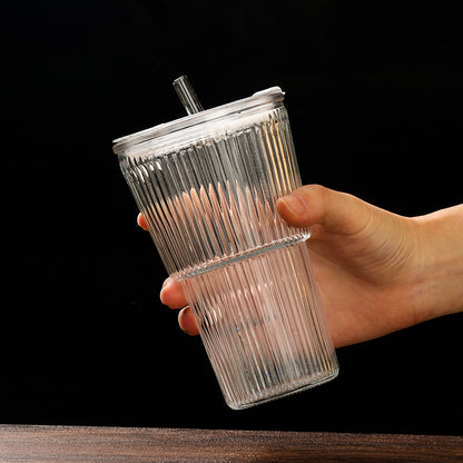 Ribbed Juice Glass with Straw (450ml) M.17