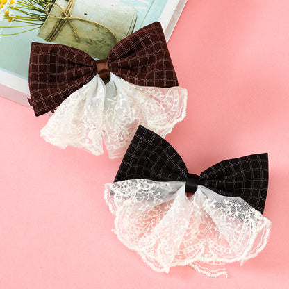 M42 Double - pattern Lace - plaid Bow - tie Duck Clips