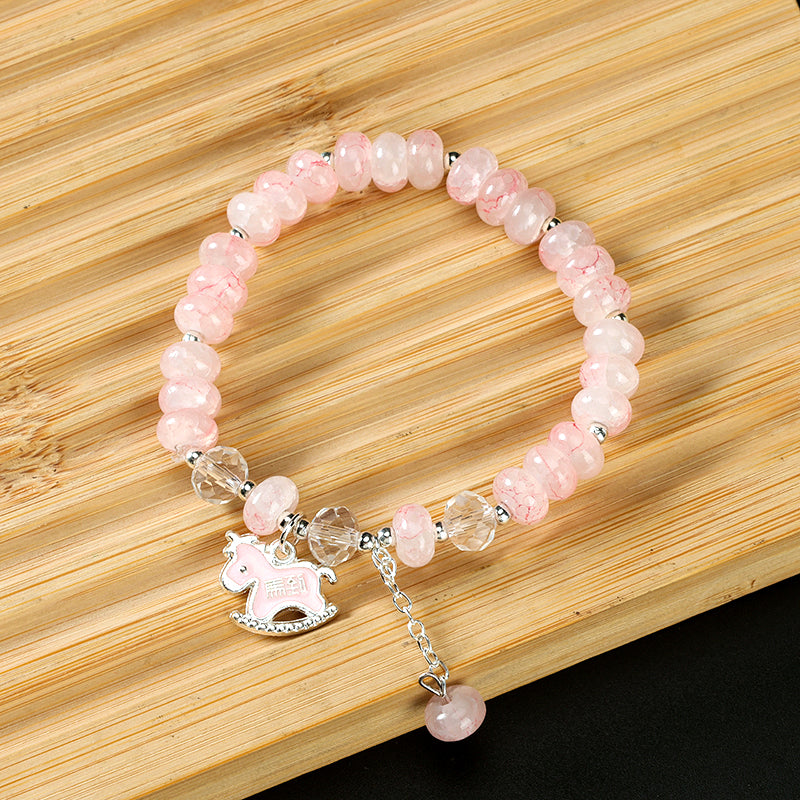 Ink Wash Abacus Bead "Ma Dao Cheng Gong" Bracelet  M.43