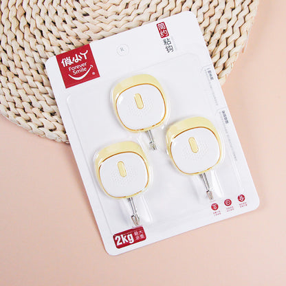 Ganchos adhesivos Qiaoxiaoya modelo 9238 - 3 piezas, diseño cuadrado con bloques de color, M.16 